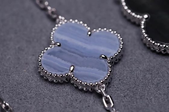 Master Jewelry  Custom Brand Necklace In 18K Polished White Gold 100% Natural Gemstones