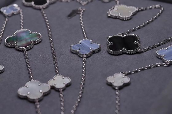 Master Jewelry  Custom Brand Necklace In 18K Polished White Gold 100% Natural Gemstones