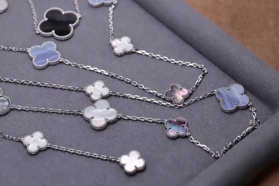 Master Jewelry  Custom Brand Necklace In 18K Polished White Gold 100% Natural Gemstones