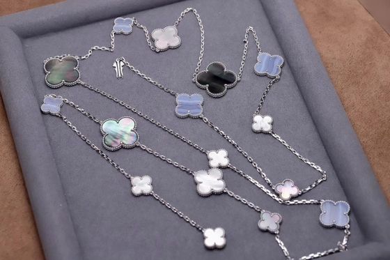 Master Jewelry  Custom Brand Necklace In 18K Polished White Gold 100% Natural Gemstones