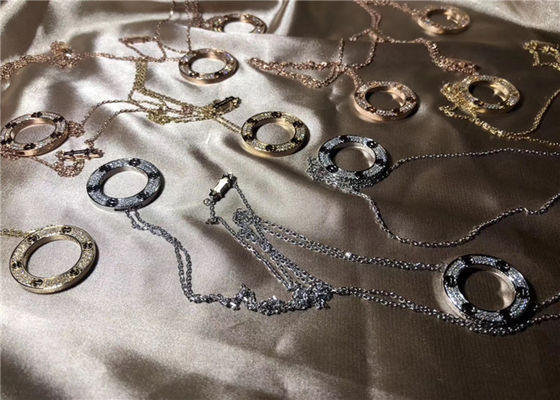 0.34ct B7058000 Diamond Paved 18k White Gold  Necklace Brand copy jewelry