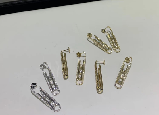 brand jewelry earrings L Dangling 18k White Gold Diamond  Earrings Custom Made AU750 Gold 18kt Rose Gold Boucles d’