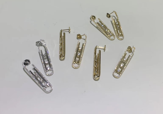 brand jewelry earrings L Dangling 18k White Gold Diamond  Earrings Custom Made AU750 Gold 18kt Rose Gold Boucles d’