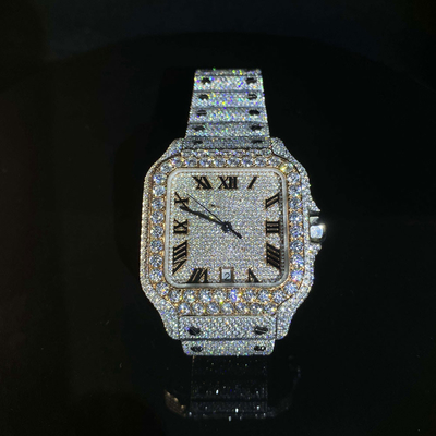 Ice Cube Jewelry Vvs Black Moissanite Diamond Bust Down Watch Luxury Men