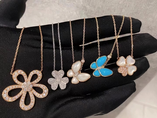 18k Oro giallo VCA dolce collare di farfalla VVS Diamante rotondo