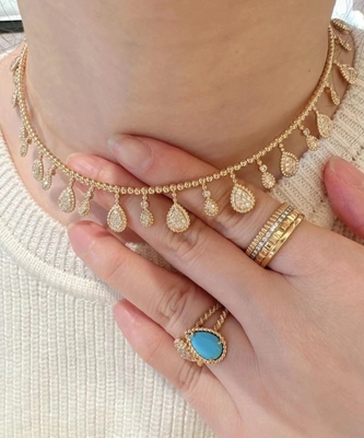 Colore su ordinazione Diamond Necklace di lusso dei gioielli DEF dell'oro 18K delle donne