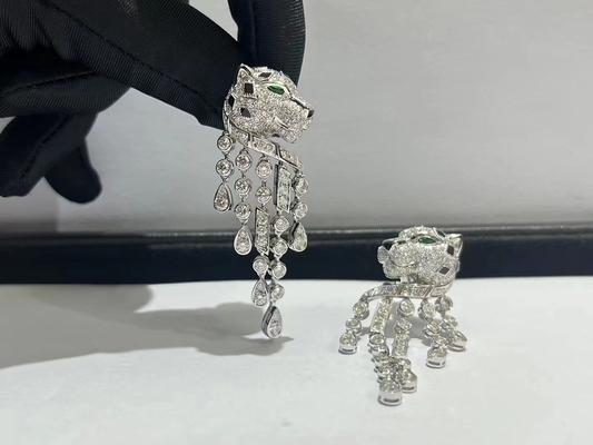 Oro bianco ispirato di Panthere de Brand Earrings 18k con i diamanti