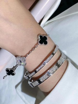Oro solido su misura HK di Brand Real Diamond Bangles 18k che mette gioielli