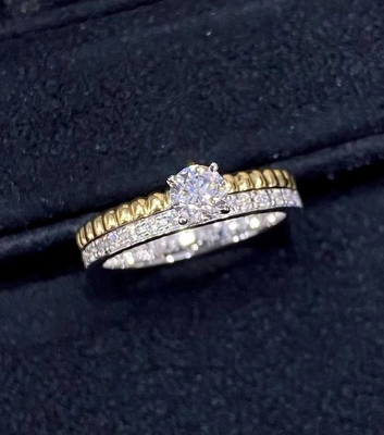 Gioielli di lusso Custom 18K Oro Anello Diamante Rotondo Pietre Diamante HK Setting