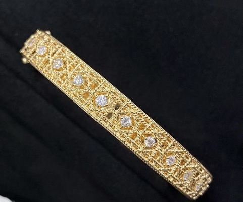 Finitura lucidata 18K oro diamante braccialetto punta impostazione maestro gioielleria fornitore