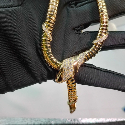 Serpenti 18 Kt Collare d'oro giallo Set con diamanti Demi Pavé E Occhi di onice nero 18K Gold High Jewelry