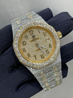 Skeleton Men Lab Orologio da polso di diamante momento svizzero Moissanite Studded Iced Out