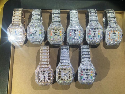 Hip Hop Iced Out Lab Diamanti Gran Dial Vvs Moissanite Watch