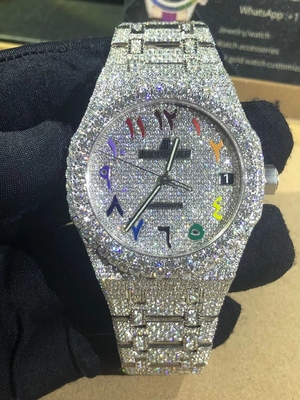 Uomini Donne Orologi Ghiacciati Bezel Hip Hop VVS Moissanite Diamante Orologio Band Luxury