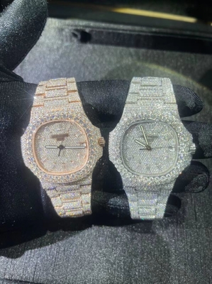 Meccanico VVS Moissanite Ghiacciato Diamante Orologio Clone Svizzero Movimento Automatico